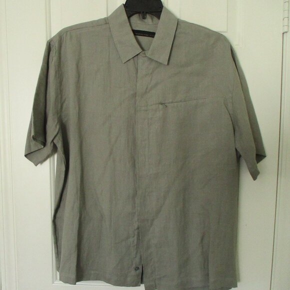 Metropolitan View Mens S/S Khaki Green Linen Casual Shirt NWOT - Size Large - Picture 2 of 2